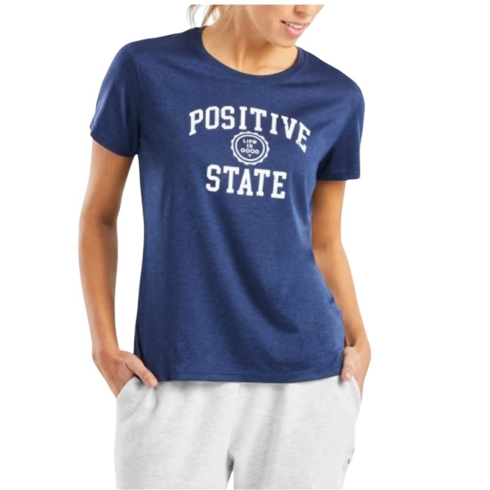 Life is Good Womens Positive State Active Crusher T-Shirt Navy size Medium